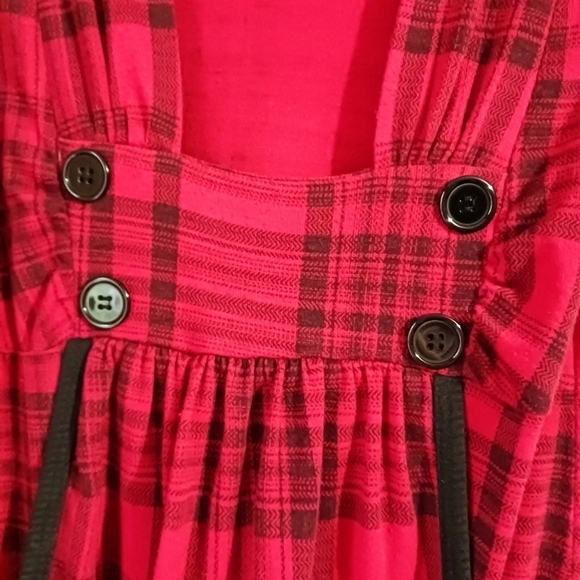 COPY - Ultra Flirt Red Plaid Drop Waist Top - Picture 3 of 5